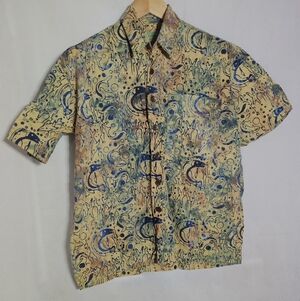 Mutiara Art Bali Sz S Men's Fish Abstract Print Shirt